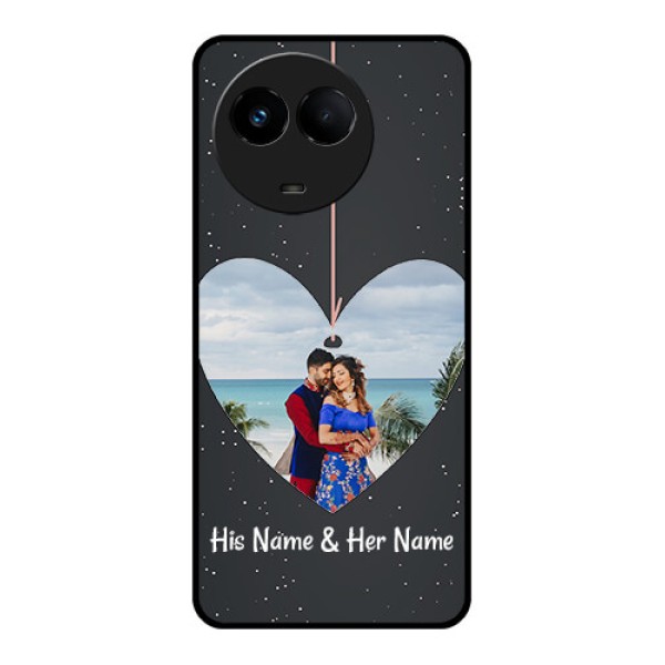 Realme Narzo 60x 5G Custom Glass Phone Case - Hanging Heart Design
