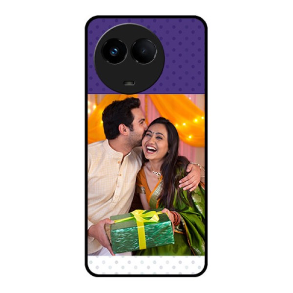 Realme Narzo 60x 5G Personalized Glass Phone Case - Violet Pattern Design