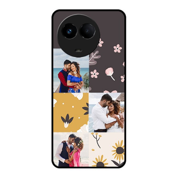 Realme Narzo 60x 5G Photo Printing on Glass Case - 3 Images with Floral Design Realme Narzo 60x 5G Photo Printing on Glass Case - 3 Images with Floral Design
