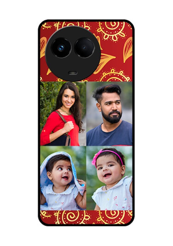Realme Narzo 60x 5G Photo Printing on Glass Case - 4 Image Traditional Design