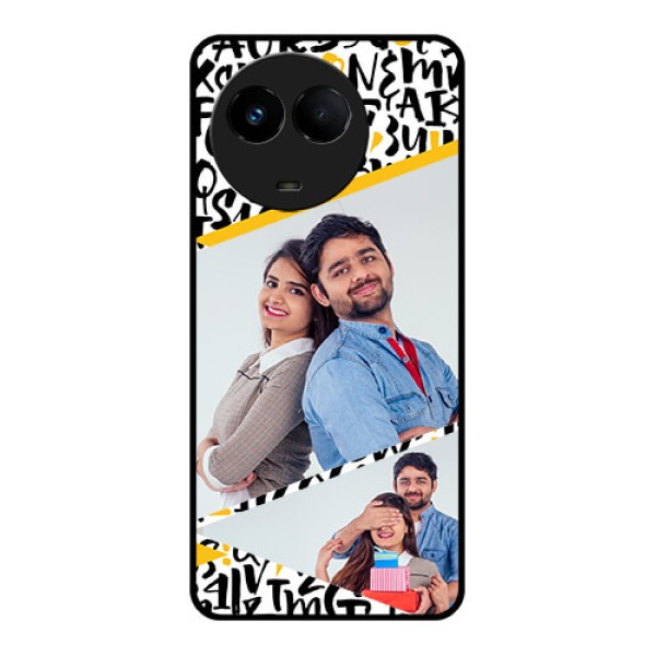 Realme Narzo 60x 5G Custom Glass Mobile Case - Letters Pattern Design