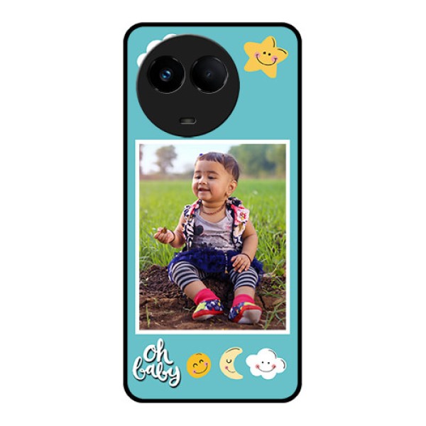 Realme Narzo 60x 5G Personalized Glass Phone Case - Smiley Kids Stars Design Realme Narzo 60x 5G Personalized Glass Phone Case - Smiley Kids Stars Design