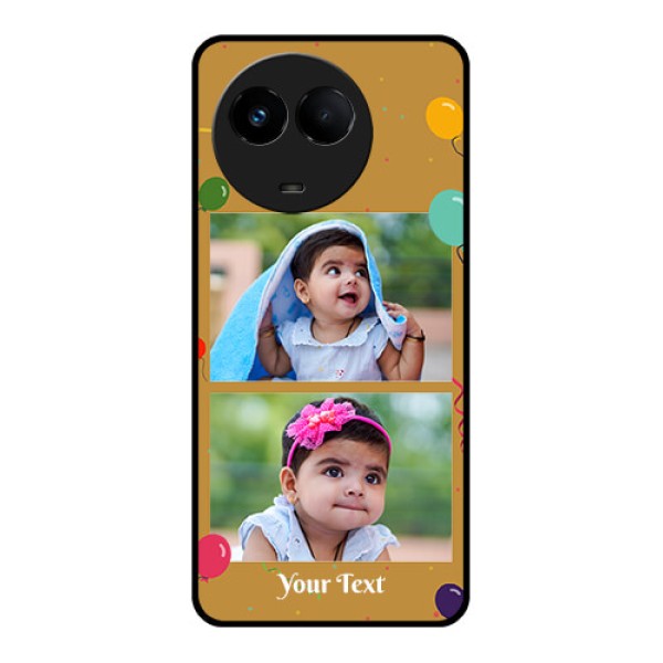 Realme Narzo 60x 5G Personalized Glass Phone Case - Image Holder with Birthday Celebrations Design