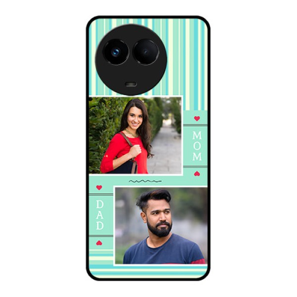 Realme Narzo 60x 5G Custom Glass Phone Case - Mom & Dad Pic Design