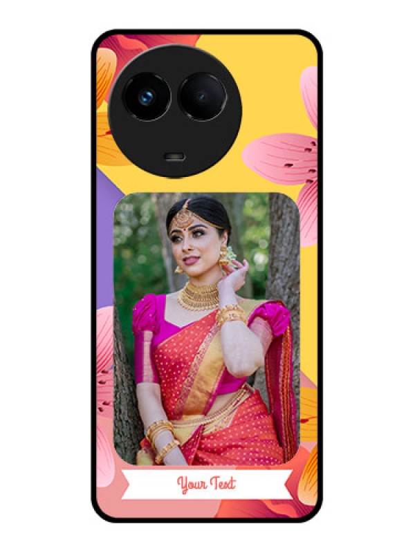 Custom Realme Narzo 60x 5G Custom Glass Mobile Case - 3 Image With Vintage Floral Design