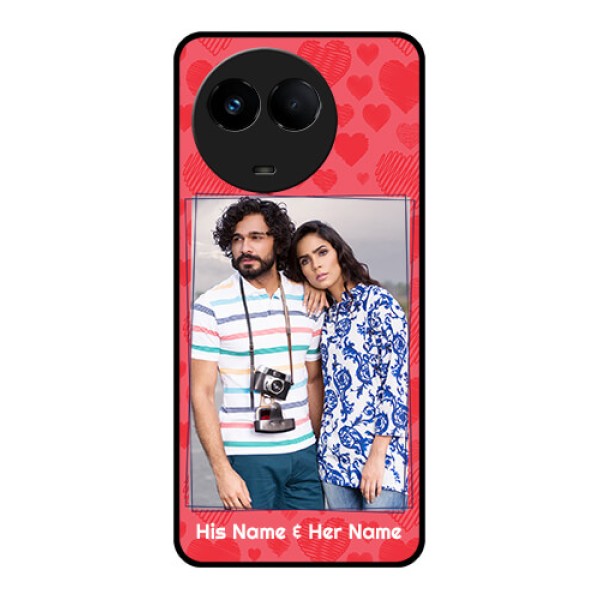 Realme Narzo 60x 5G Photo Printing on Glass Case - with Red Heart Symbols Design Realme Narzo 60x 5G Photo Printing on Glass Case - with Red Heart Symbols Design