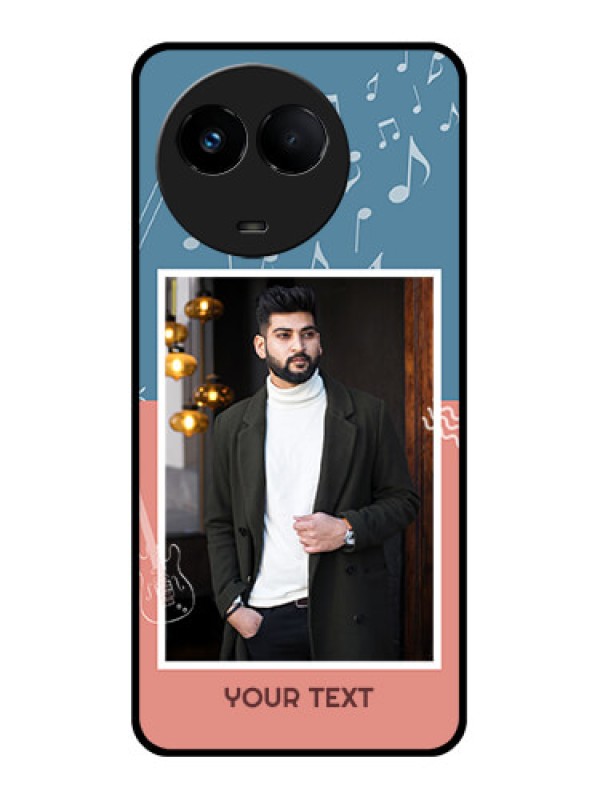 Custom Realme Narzo 60x 5G Photo Printing on Glass Case - with Color Musical Note Design