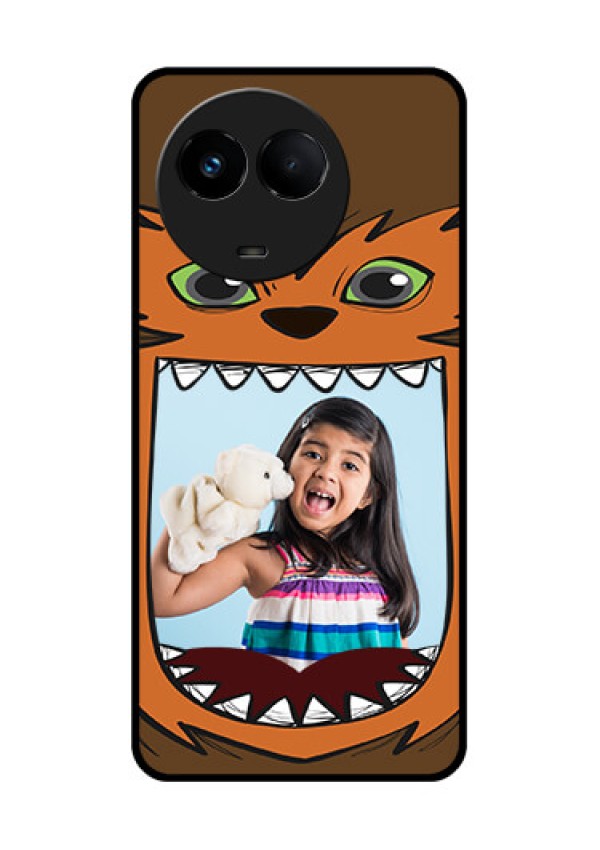 Realme Narzo 60x 5G Photo Printing on Glass Case - Owl Monster Back Case Design