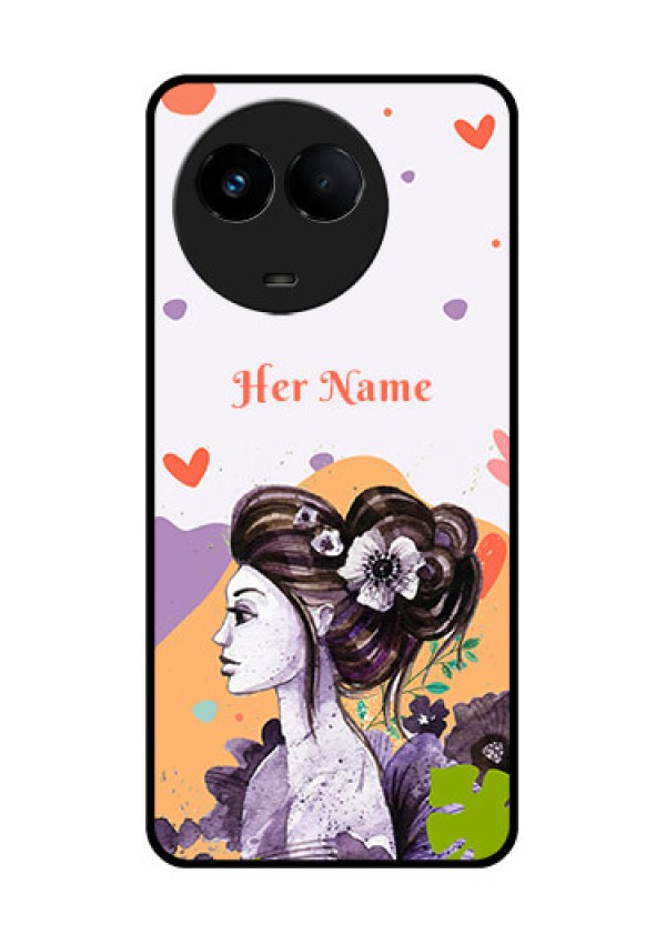 Realme Narzo 60x 5G Personalized Glass Phone Case - Woman And Nature Design