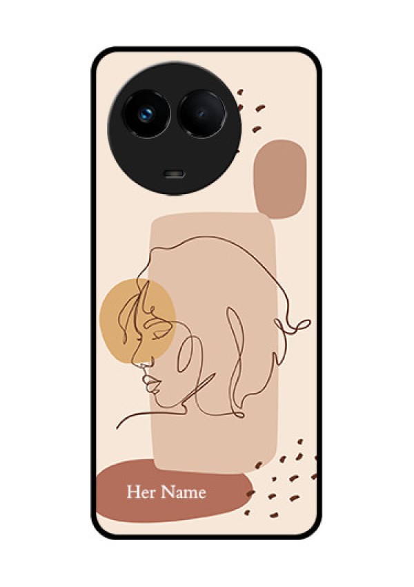 Realme Narzo 60x 5G Photo Printing on Glass Case - Calm Woman line art Design