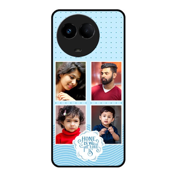 Realme Narzo 60x 5G Custom Glass Phone Case - Cute love quote with 4 pic upload Design Realme Narzo 60x 5G Custom Glass Phone Case - Cute love quote with 4 pic upload Design