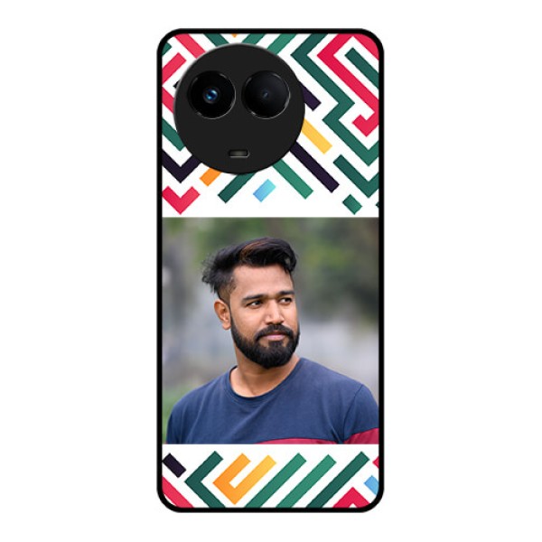 Realme Narzo 60x 5G Personalized Glass Phone Case - Colorful Maze Pattern Design Realme Narzo 60x 5G Personalized Glass Phone Case - Colorful Maze Pattern Design