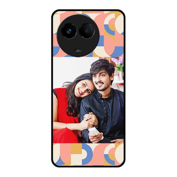 Realme Narzo 60x 5G Photo Printing on Glass Case - Semi-circle Maze Pattern Design Realme Narzo 60x 5G Photo Printing on Glass Case - Semi-circle Maze Pattern Design