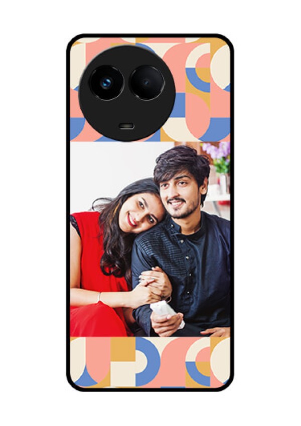 Realme Narzo 60x 5G Photo Printing on Glass Case - Semi-circle Maze Pattern Design