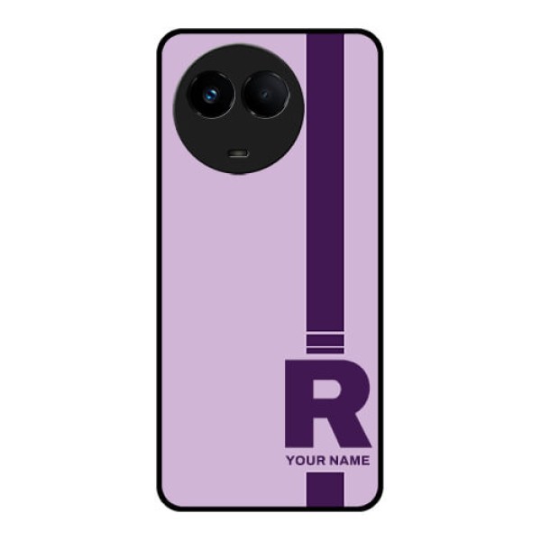 Realme Narzo 60x 5G Photo Printing on Glass Case - Simple dual tone stripe with name Design Realme Narzo 60x 5G Photo Printing on Glass Case - Simple dual tone stripe with name Design
