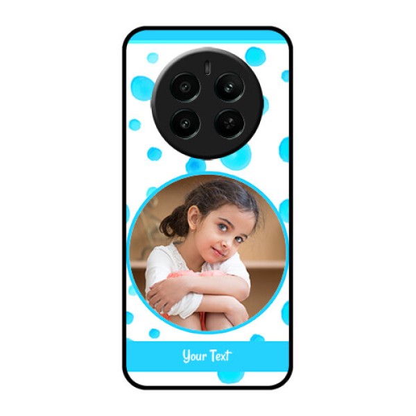 Realme Narzo 70 5G Custom Glass Phone Case - Blue Bubbles Pattern Design Realme Narzo 70 5G Custom Glass Phone Case - Blue Bubbles Pattern Design