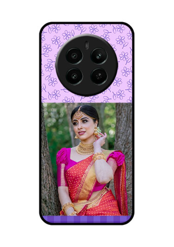 Realme Narzo 70 5G Custom Glass Phone Case - Purple Floral Design