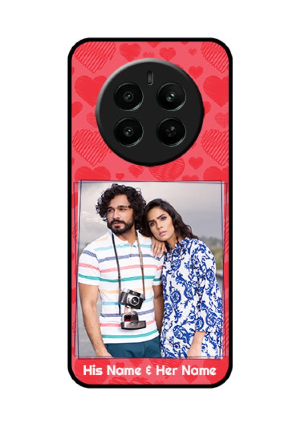 Realme Narzo 70 5G Custom Glass Phone Case - With Red Heart Symbols Design