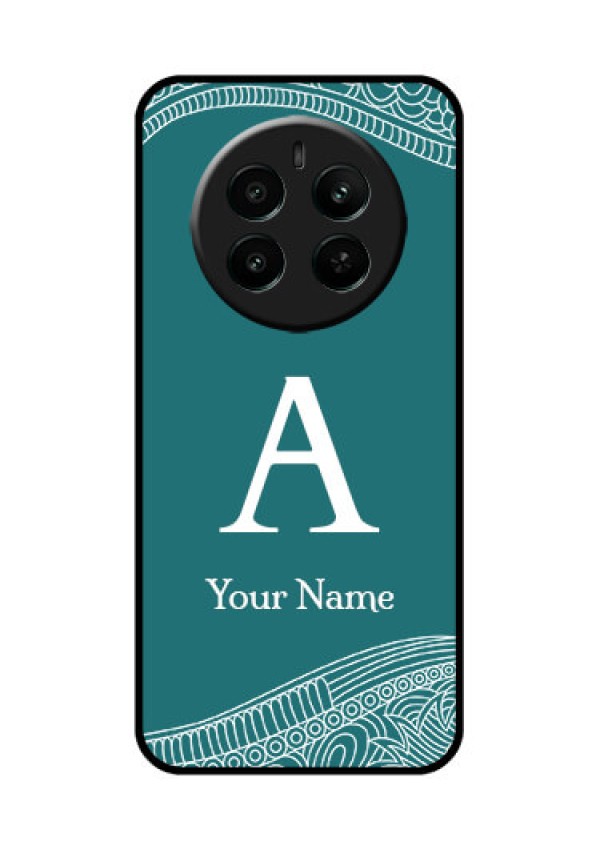 Realme Narzo 70 5G Custom Glass Phone Case - Line Art Pattern With Custom Name Design
