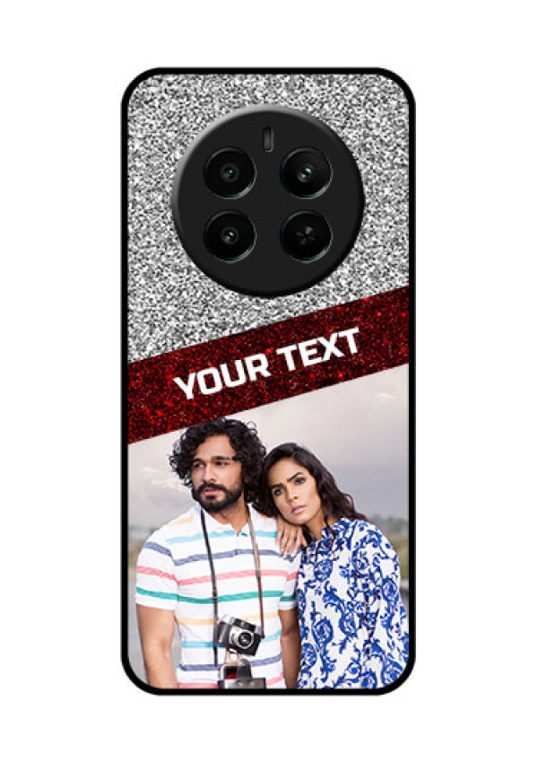 Narzo 70 Pro 5G Custom Glass Phone Case - Image Holder With Glitter Strip Design