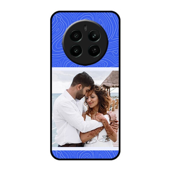 Narzo 70 Pro 5G Custom Glass Phone Case - Curved Line Art With Blue And White Design Narzo 70 Pro 5G Custom Glass Phone Case - Curved Line Art With Blue And White Design