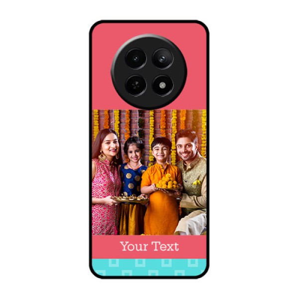 Realme Narzo 70X 5G Custom Glass Phone Case - Peach & Blue Color Design Realme Narzo 70X 5G Custom Glass Phone Case - Peach & Blue Color Design