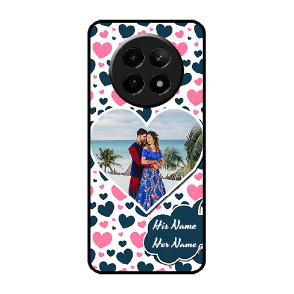 Realme Narzo 70X 5G Custom Glass Phone Case - Pink & Blue Heart Design