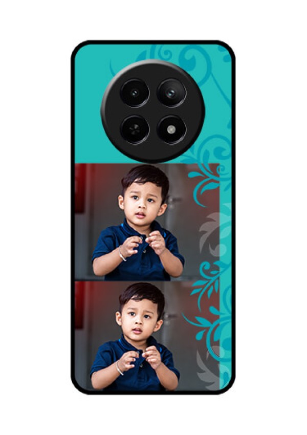 Realme Narzo 70X 5G Custom Glass Phone Case - With Photo And Green Floral Design