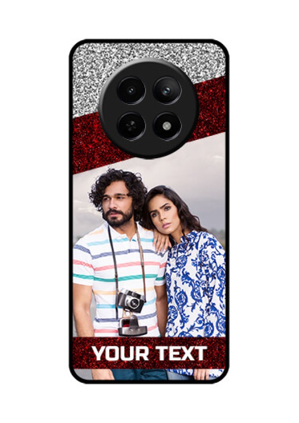 Realme Narzo 70X 5G Custom Glass Phone Case - Image Holder With Glitter Strip Design
