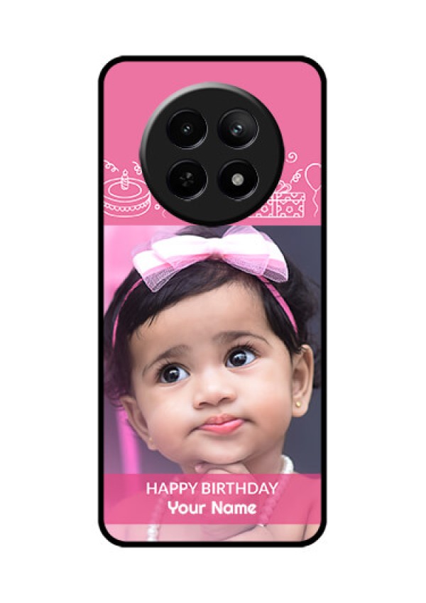 Realme Narzo 70X 5G Custom Glass Phone Case - With Birthday Line Art Design