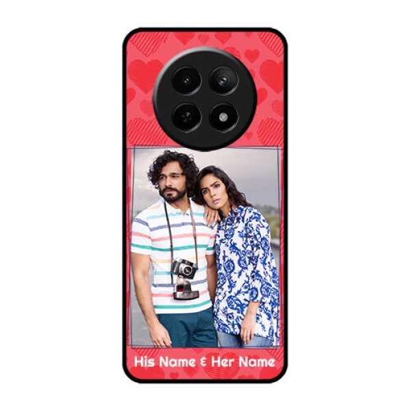 Realme Narzo 70X 5G Custom Glass Phone Case - With Red Heart Symbols Design Realme Narzo 70X 5G Custom Glass Phone Case - With Red Heart Symbols Design