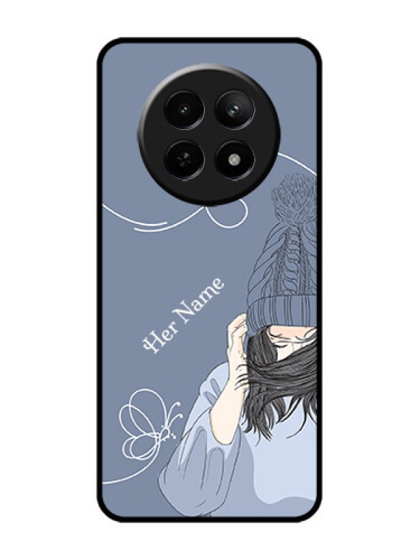 Custom Realme Narzo 70X 5G Custom Glass Phone Case - Girl In Winter Outfit Design