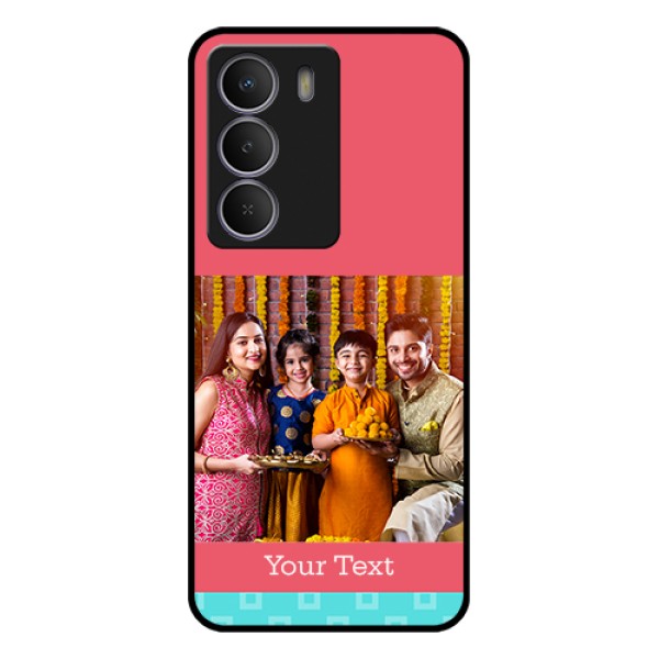 Realme Narzo 80 Lite Custom Glass Phone Case - Peach & Blue Color Design Realme Narzo 80 Lite Custom Glass Phone Case - Peach & Blue Color Design