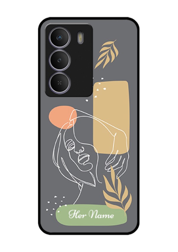 Realme Narzo 80 Lite Custom Glass Phone Case - Gazing Woman Line Art Design