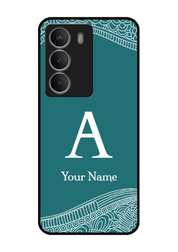 Realme Narzo 80 Lite Custom Glass Phone Case - Line Art Pattern With Custom Name Design