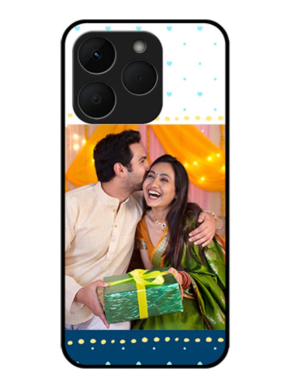 Custom Realme Narzo 90 5G Custom Glass Phone Case - White And Blue Abstract Design