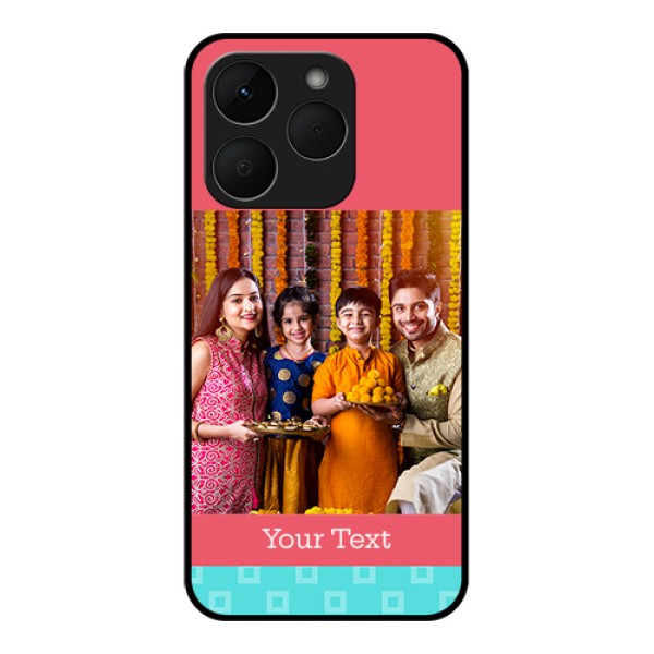Realme Narzo 90 5G Custom Glass Phone Case - Peach & Blue Color Design Realme Narzo 90 5G Custom Glass Phone Case - Peach & Blue Color Design