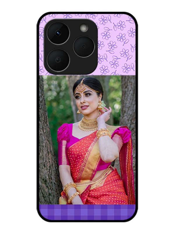 Custom Realme Narzo 90 5G Custom Glass Phone Case - Purple Floral Design