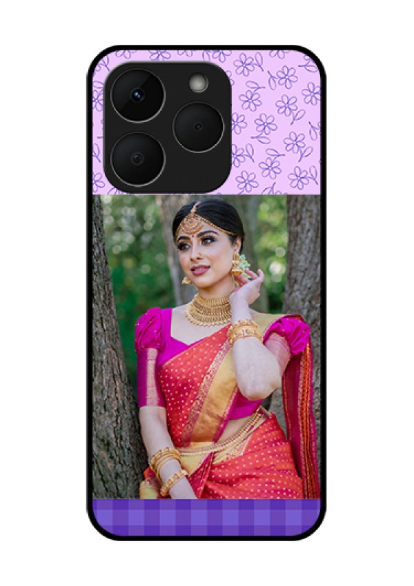 Realme Narzo 90 5G Custom Glass Phone Case - Purple Floral Design