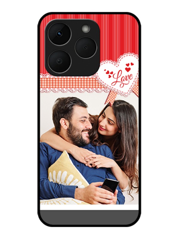 Custom Realme Narzo 90 5G Custom Glass Phone Case - Red Love Pattern Design