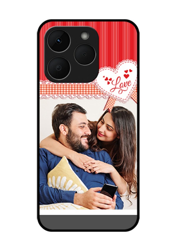 Realme Narzo 90 5G Custom Glass Phone Case - Red Love Pattern Design