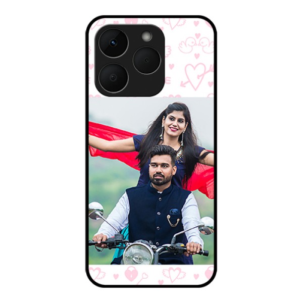 Realme Narzo 90 5G Custom Glass Phone Case - Pink Flying Heart Design Realme Narzo 90 5G Custom Glass Phone Case - Pink Flying Heart Design