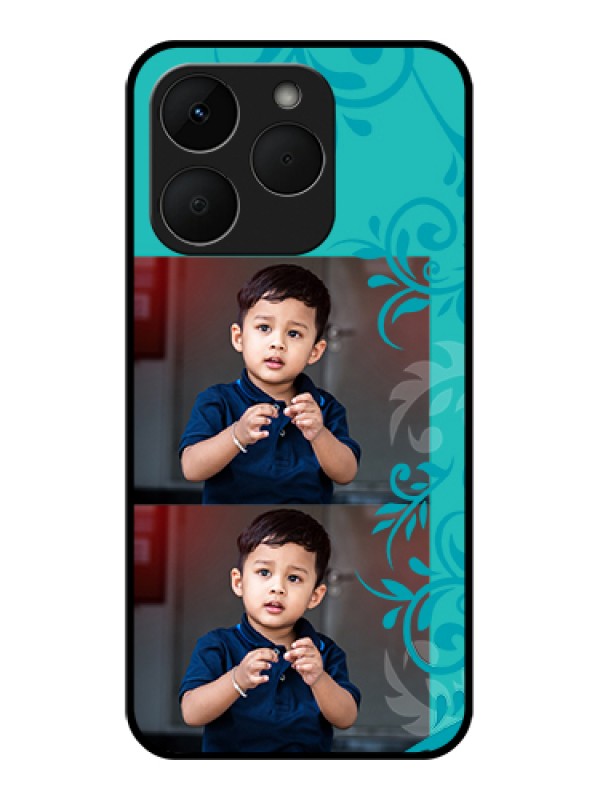 Custom Realme Narzo 90 5G Custom Glass Phone Case - With Photo And Green Floral Design