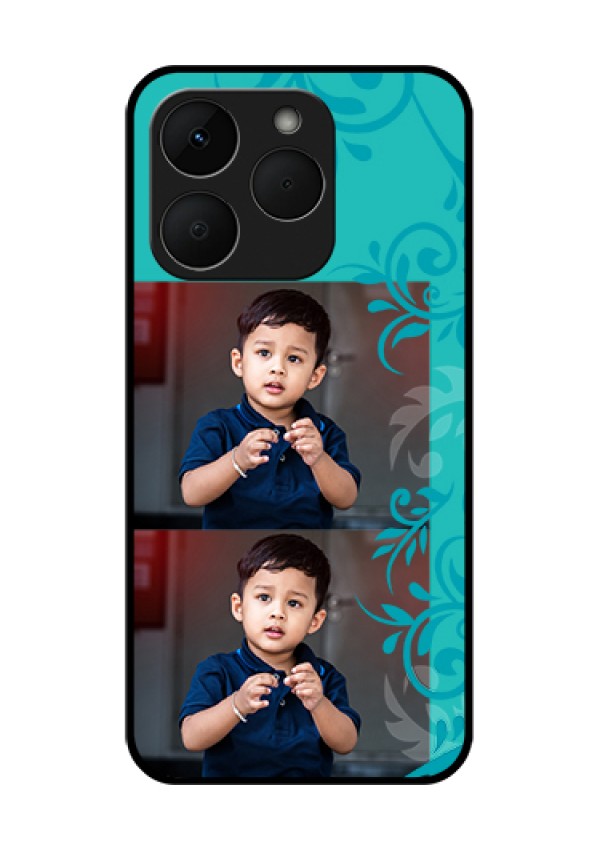 Realme Narzo 90 5G Custom Glass Phone Case - With Photo And Green Floral Design
