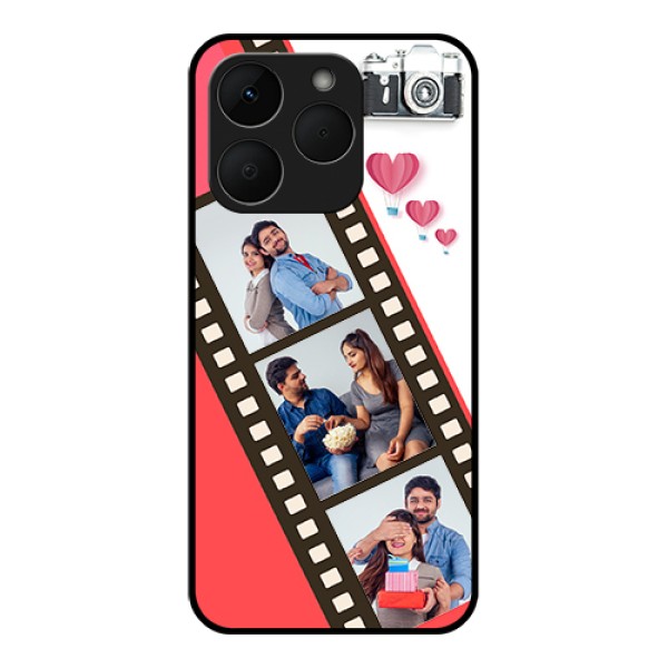 Realme Narzo 90 5G Custom Glass Phone Case - 3 Image Holder With Film Reel Realme Narzo 90 5G Custom Glass Phone Case - 3 Image Holder With Film Reel
