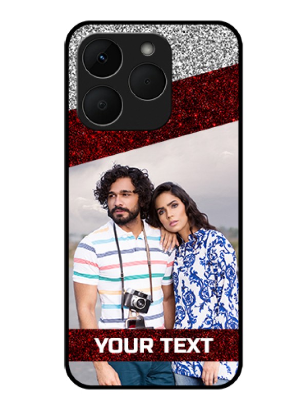 Custom Realme Narzo 90 5G Custom Glass Phone Case - Image Holder With Glitter Strip Design