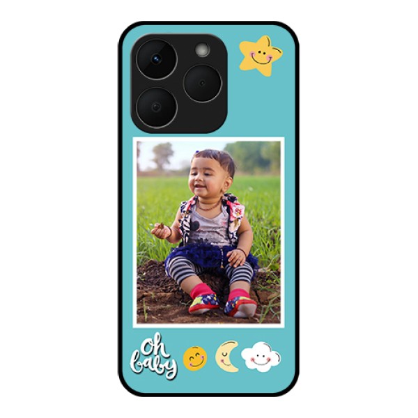 Realme Narzo 90 5G Custom Glass Phone Case - Smiley Kids Stars Design Realme Narzo 90 5G Custom Glass Phone Case - Smiley Kids Stars Design