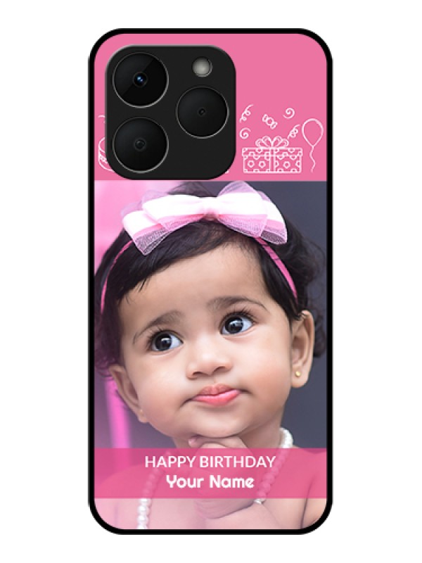 Custom Realme Narzo 90 5G Custom Glass Phone Case - With Birthday Line Art Design