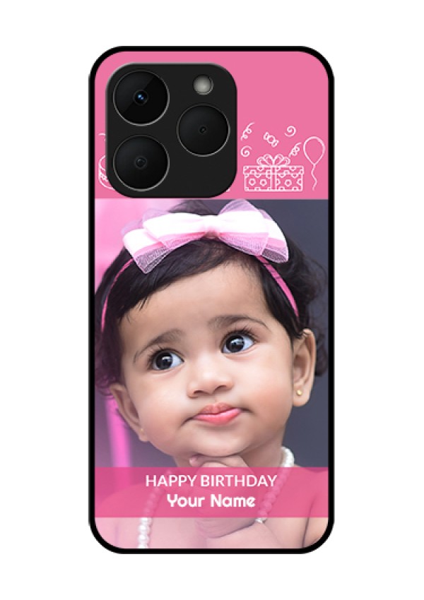 Realme Narzo 90 5G Custom Glass Phone Case - With Birthday Line Art Design