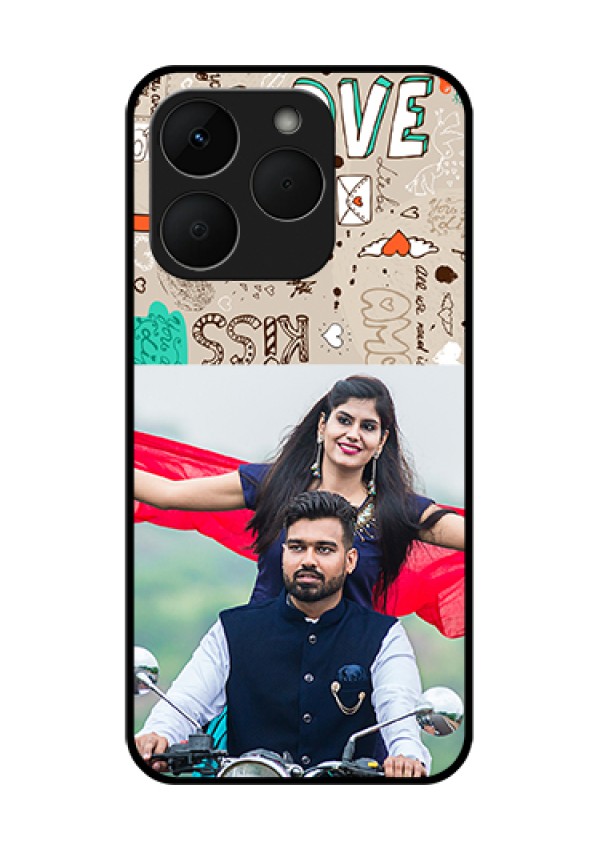 Realme Narzo 90 5G Custom Glass Phone Case - Love Doodle Pattern